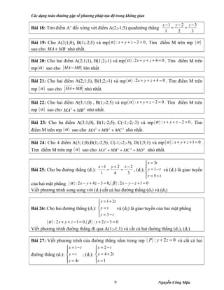 Các dạng toán thường gặp về phương pháp tọa độ trong không gian

Bài 18: Tìm điểm A’ đối xứng với điểm A(2;-1;5) quađường ...