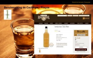 Estudo de mercado | Caraçuipe
Benchmarking de Cachaças - Preços
 