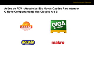 Estudo de mercado | Caraçuipe
Ações de PDV - Atacarejos São Novas Opções Para Atender
O Novo Comportamento das Classes A e B
 