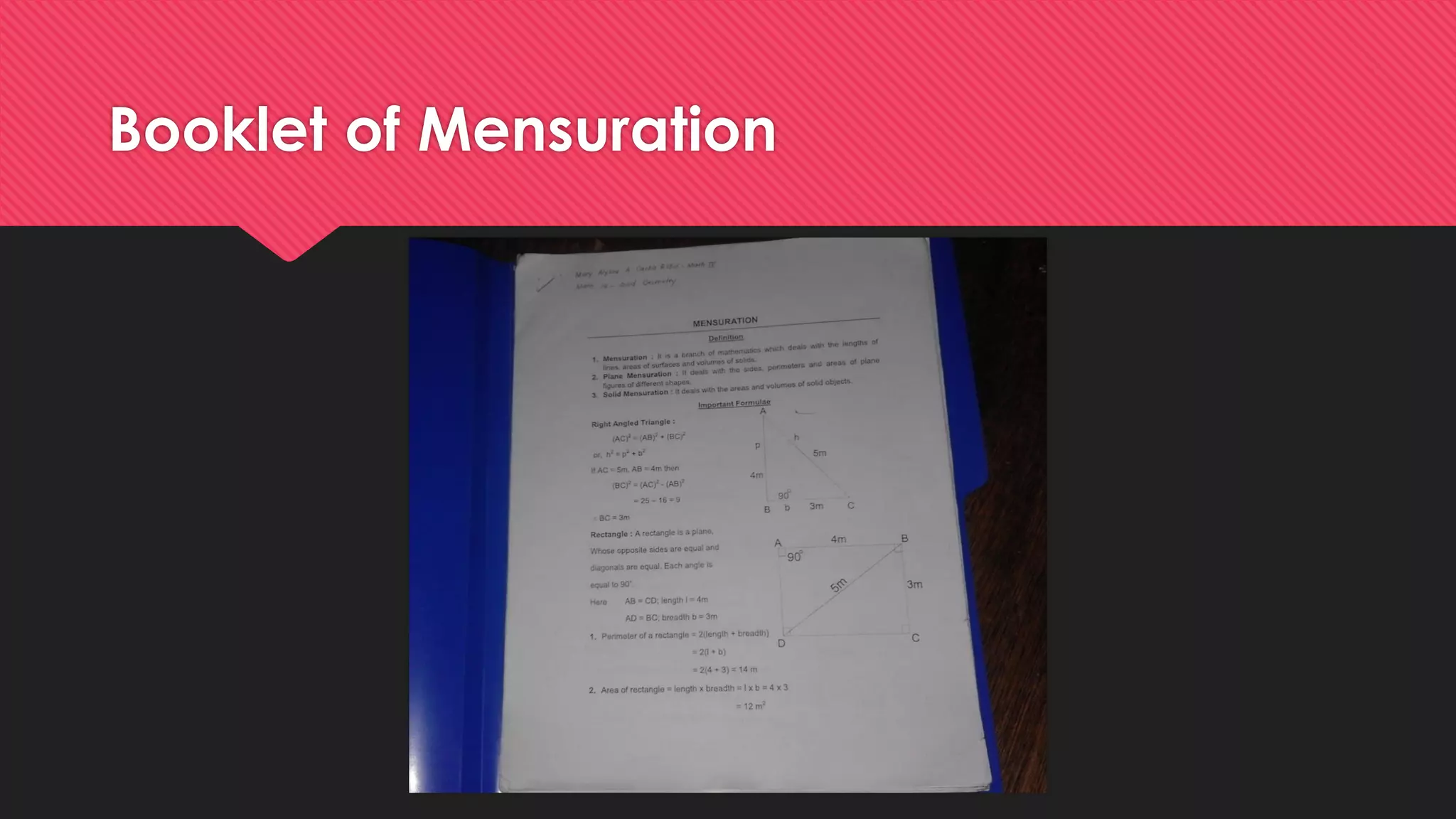 Booklet of Mensuration
 