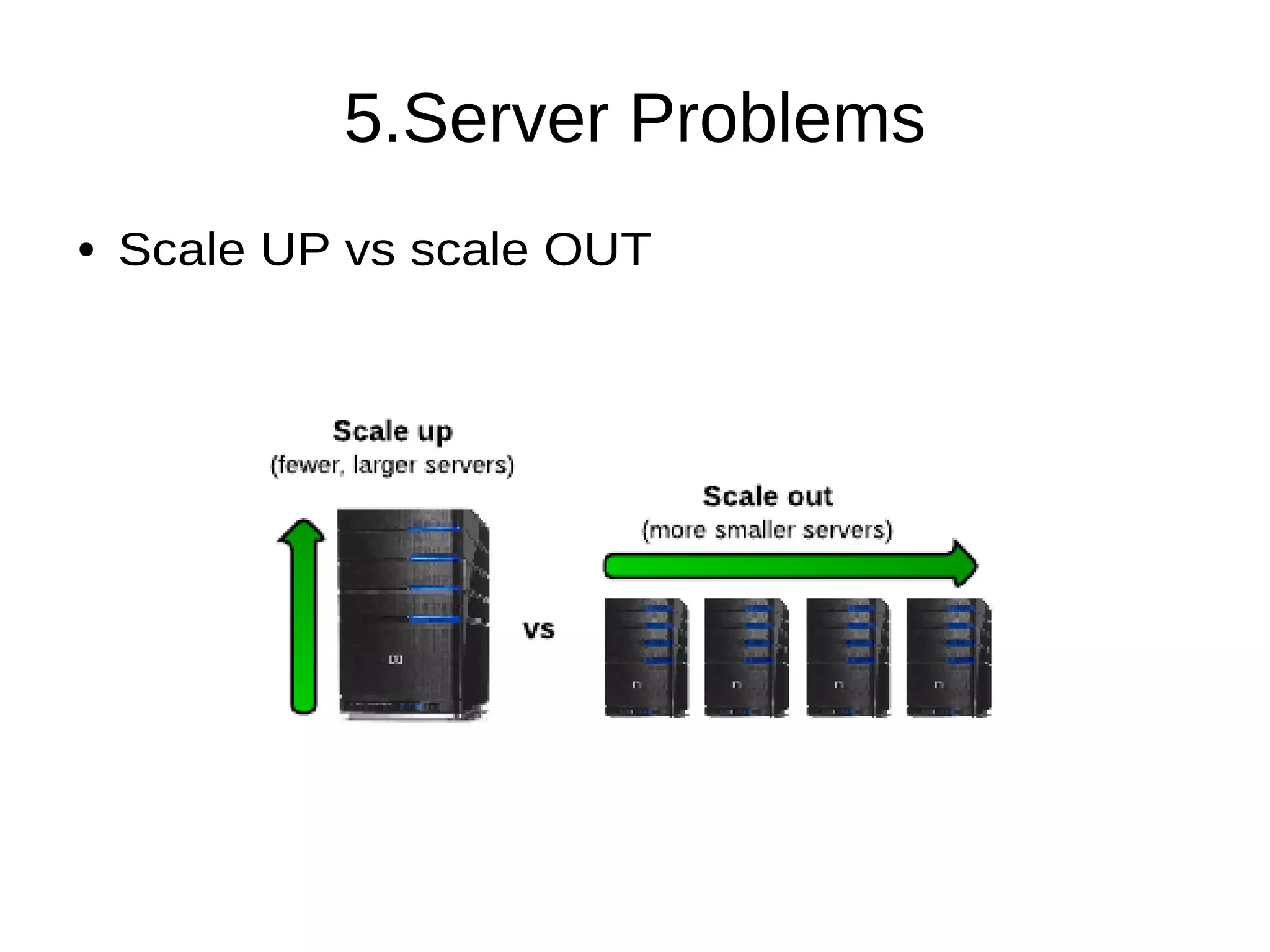 5.Server Problems
● Scale UP vs scale OUT
 