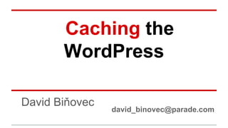 Caching in
WordPress
David Biňovec
david_binovec@parade.com
 
