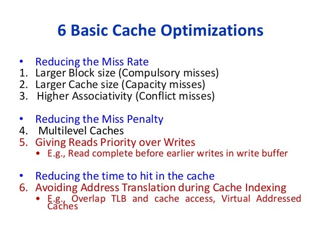 Cache Optimization Cache Optimization