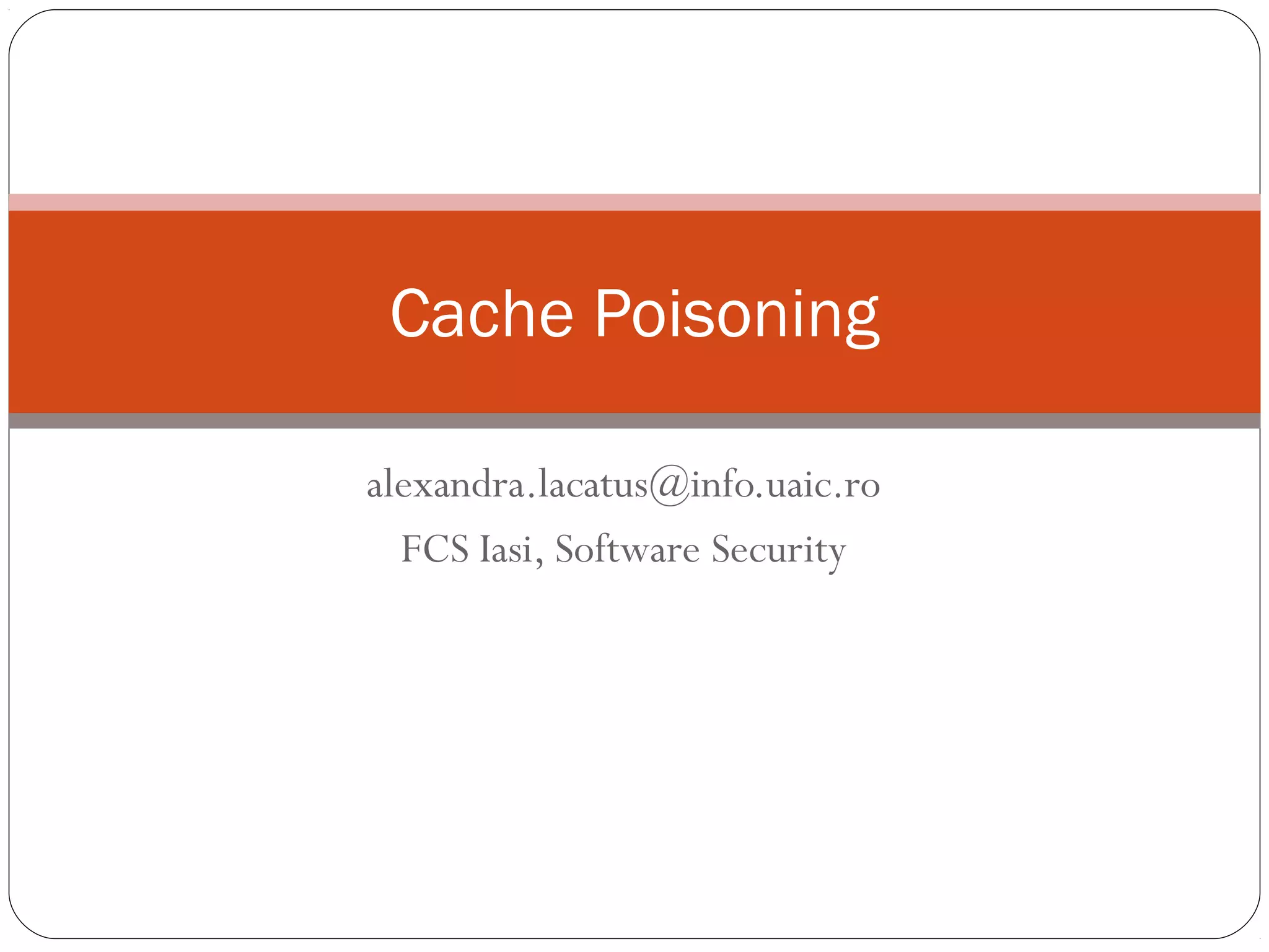 Cache poisoning | PPT