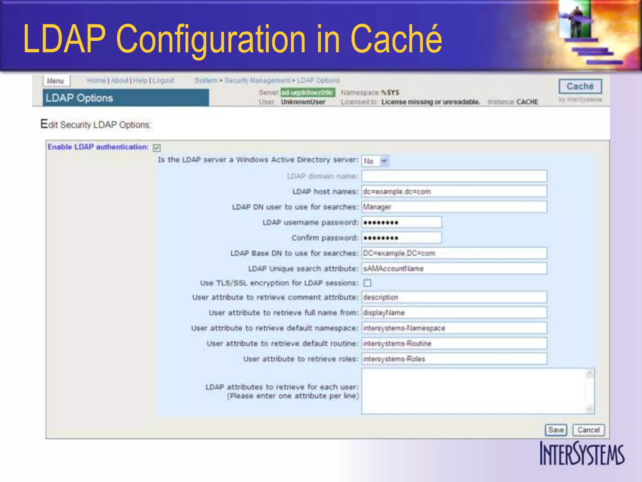 LDAP Configuration in Caché
 