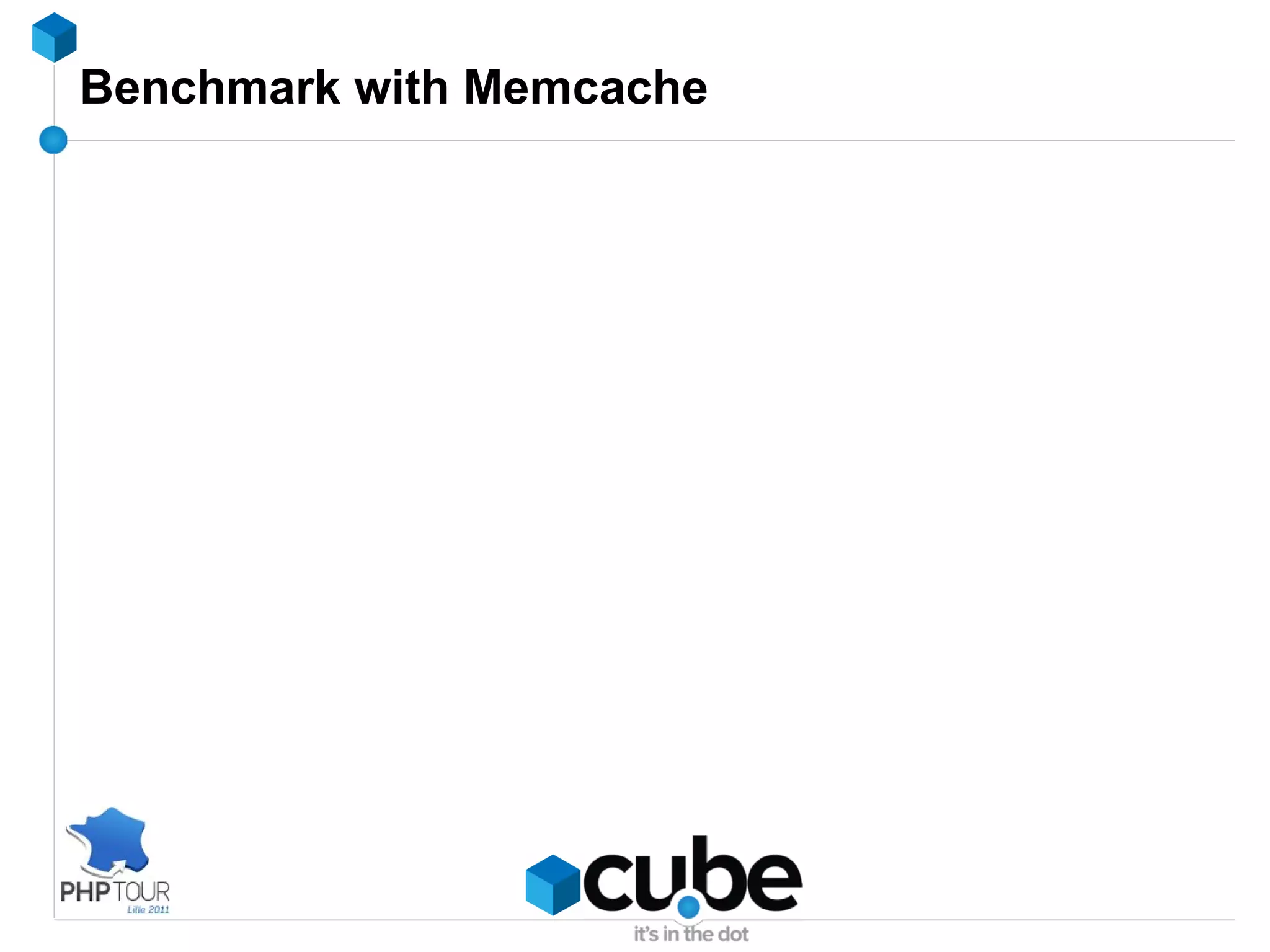 Caching techniques #1 : Store entire pages #2 : Store part of a page (block) #3 : Store data retrieval (SQL ?) #4 : Store complex processing result #? : Your call ! When you have data, think : Creating time ? 