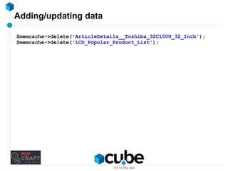 Adding/updating data 
$memcache->delete('ArticleDetails__Toshiba_32C100U_32_Inch'); 
$memcache->delete('LCD_Popular_Product_List'); 
 