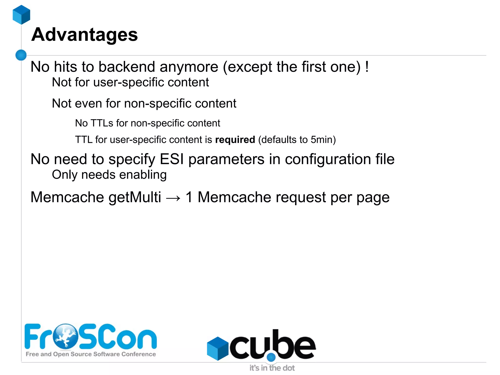 Caching storage - Memcache - some notes Not fault-tolerant It's a cache ! 