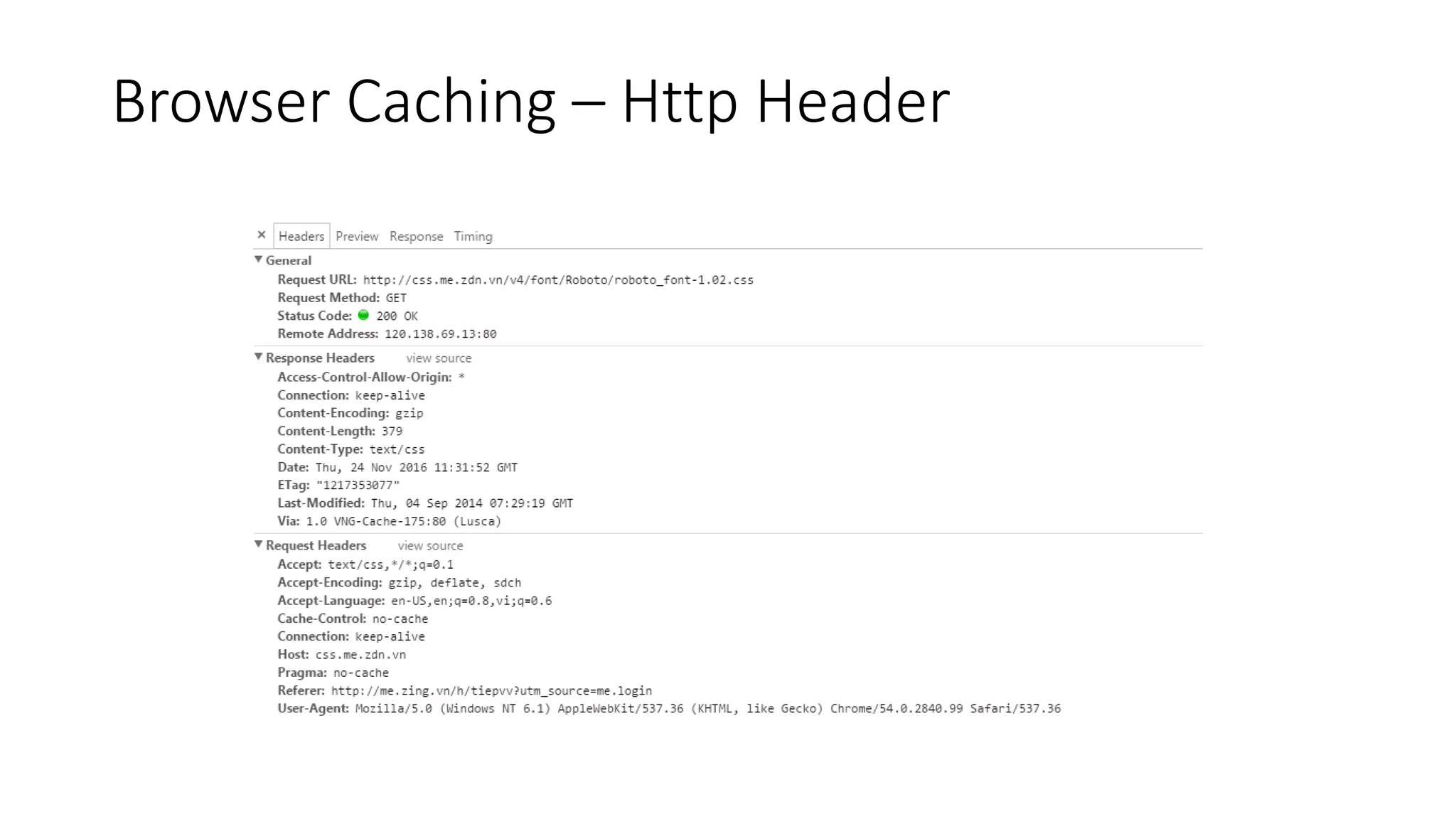 Browser Caching – Http Header
 