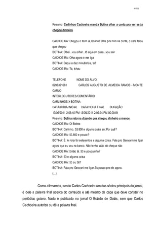 Relatório CPMI do Cachoeira parte 2