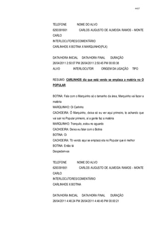 Relatório CPMI do Cachoeira parte 2