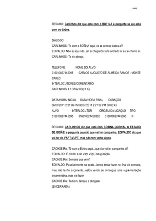 Relatório CPMI do Cachoeira parte 2