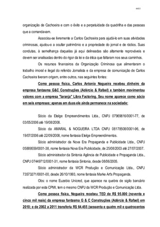 Relatório CPMI do Cachoeira parte 2