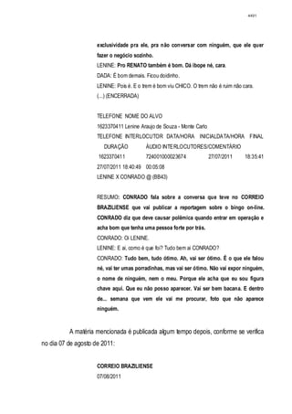 Relatório CPMI do Cachoeira parte 2