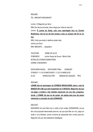 Relatório CPMI do Cachoeira parte 2