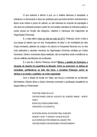 Relatório CPMI do Cachoeira parte 2