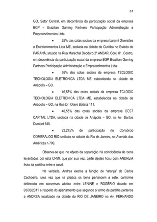 Relatório CPMI do Cachoeira parte 2