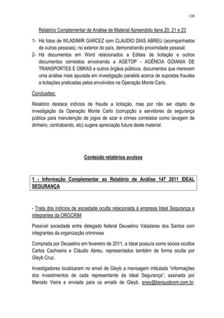 Relatório CPMI do Cachoeira parte 2