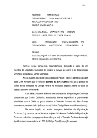 Relatório CPMI do Cachoeira parte 2