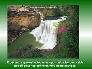 Chutes Burgess Falls, Tennessee, USA
E devemos aproveitar todas as oportunidades que a vida
nos dá para nos aprimorarmos como pessoas.
 