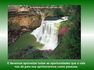 Cachoeiras  Burgess Falls, Tennessee, USA E devemos aproveitar todas as oportunidades que a vida  nos dá para nos aprimorarmos como pessoas.   