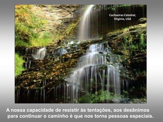 Cachoeiras Catedral,
                                            Virginia, USA




A nossa capacidade de resistir às tentações, aos desânimos
para continuar o caminho é que nos torna pessoas especiais.
 