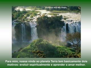 Cachoeiras Blue Nile, Etiópia




Para mim, nossa vinda ao planeta Terra tem basicamente dois
 motivos: evoluir espiritualmente e aprender a amar melhor.
 
