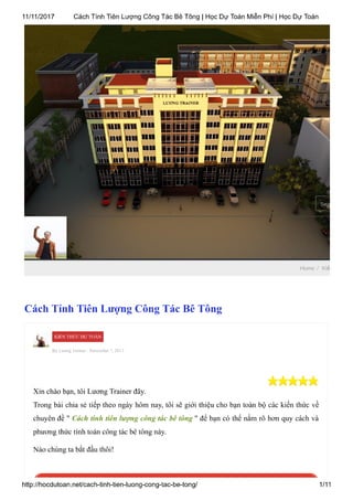 Cách Tính Tiên Lượng Công Tác Bê Tông