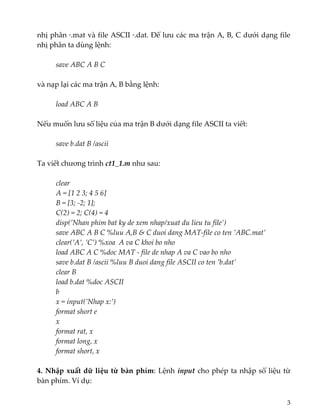 Cac Lenh Trong Matlab