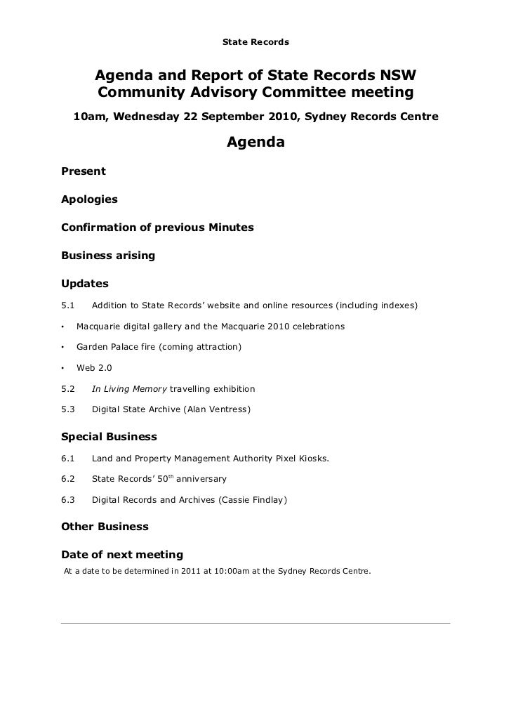 community meeting agenda
