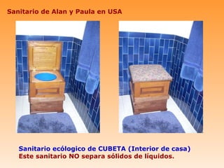 Sanitario de Alan y Paula en USA




   Sanitario ecólogico de CUBETA (Interior de casa)
   Este sanitario NO separa sólidos de líquidos.
 