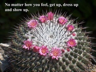 No matter how you feel, get up, dress upNo matter how you feel, get up, dress up
and show up.and show up.
 