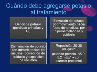 Cuándo debe agregarse potasio al tratamiento 