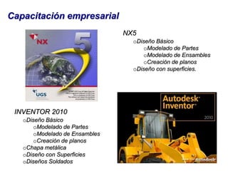     Aplicación de GD&T y normas generales de dibujo.Programación CAM-CNCProgramación en CAM-CNC    Generación de programas de maquinado con software CAMProgramación CAM-CNCDesarrollo de modelos para fundición y/o                                         inyección vía CAD-CAM