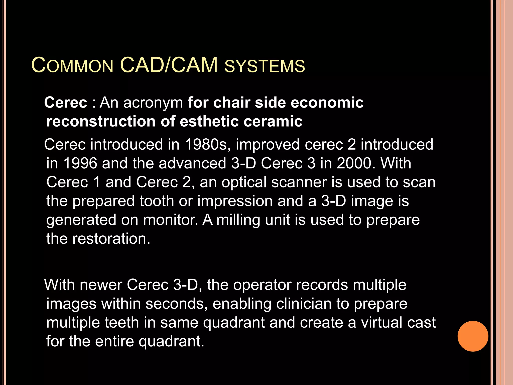 Cad cam and cad-cim in restorative dentistry | PPTX