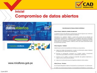 2 junio 2015 7
www.miraflores.gob.pe
Inicial
Compromiso de datos abiertos
 