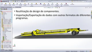 • Reutilização de design de componentes.
• Importação/Exportação de dados com outros formatos de diferentes
programas.

 