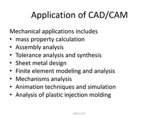 Learn about cad and cam for engineering study | PDF