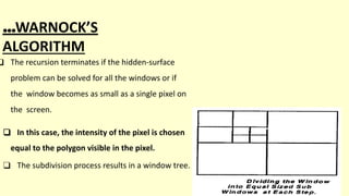 Warnock Algorithm In Computer Graphics Example Computer Aided Design visual realism notes | PDF