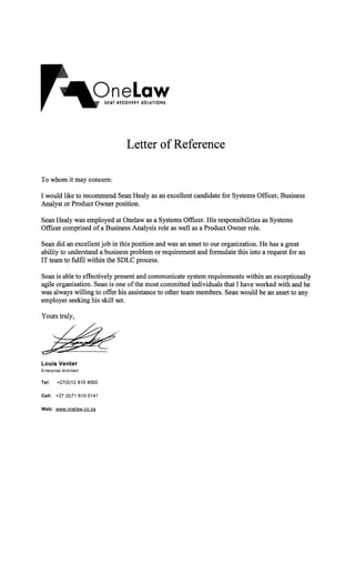 Letter of Reference