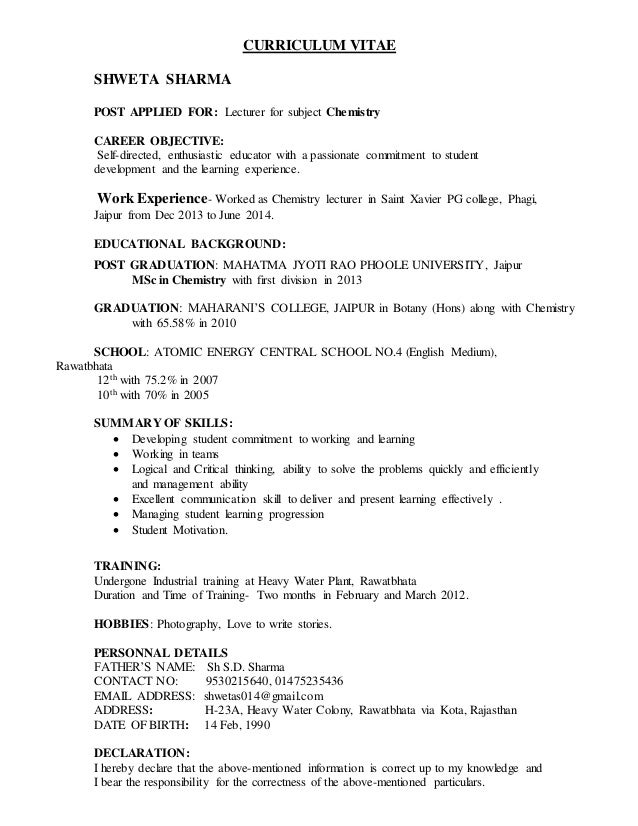 Buy resume for writing lecturer post