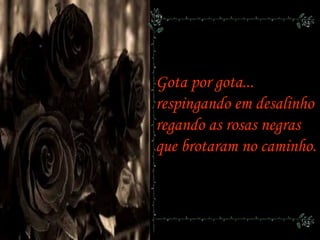 Gota por gota...
respingando em desalinho
regando as rosas negras
que brotaram no caminho.
 