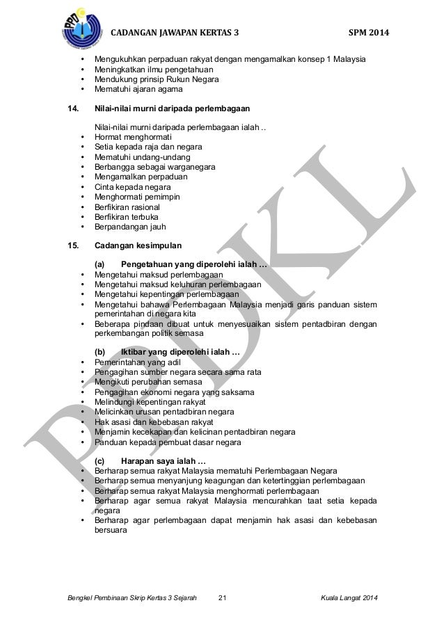 Cadangan Skrip Jawapan Kertas 3 Spm 2014 Bahagian B