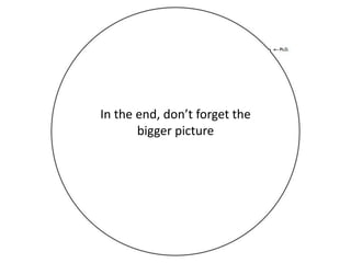 In the end, don’t forget the
bigger picture
 