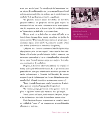 33Cadaquienponesuparte
³$HU PH OODPDURQ OD DWHQFLyQ SRU FXOSD GH XVWHGHV 1R
VH YLHQH DO FROHJLR FRQ DGRUQRV GH FRORU
³¢3RU TXp SURIH ³SUHJXQWD .DULQD
³8VWHG VLpQWHVH GH XQD YH]  OHD HO UHJODPHQWR TXH HVWi
HQ VX OLEUHWD $Kt HVWi FODULWR RQFHQWUpPRQRV HQ OR TXH GHEH
PRV HVWXGLDU KR (VWDPRV PX DWUDVDGRV (Q OD SUXHED GH QLYHO
TXHGDPRV HQ HO ~OWLPR OXJDU ¢/HV JXVWD SHUGHU
3DUD VXV DGHQWURV SLHQVD ´RQ HOORV QR KD UHPHGLR FRQ
ODV IDPLOLDV TXH WLHQHQ HV WLHPSR SHUGLGRµ
RODQGD VRUSUHQGH D YDULRV QLxRV PROHVWDQGR D 5REHU
WR DWULPiQ 6H HQIXUHFH  UHJDxD D ORV DJUHVRUHV 'HVSXpV VH
DFHUFD D 5REHUWR  OH GLFH HQ YR] DOWD ´1R WH GHMHV KHULU 5R
EHUWR WLHQHV PXFKDV KDELOLGDGHV  SXHGHV PRVWUDUOHV D WRGRV OR
FDSD] TXH HUHV (UHV HO ~QLFR TXH REWXYR OD Pi[LPD FDOLÀFDFLyQ
HQ HO FXHQWRµ 7RGRV DSODXGHQ
'LVFLSOLQDU DO JUXSR SDUHFH XQD ODERU LQÀQLWD 0LHQWUDV
DTXLHWD D XQRV RWURV VH OHYDQWDQ )LQDOPHQWH VH GHVHVSHUD GD
XQ JROSH HQ OD PHVD  JULWD PX IXHUWH ´6DTXHQ XQD KRMD /HV
YR D DSOLFDU XQD SUXHEDµ 7RGRV VH VLHQWDQ 0DUtD (OHQD OD KLMD
GH OD VXEGLUHFWRUD  TXH UHSUREy HO DxR DQWHULRU 