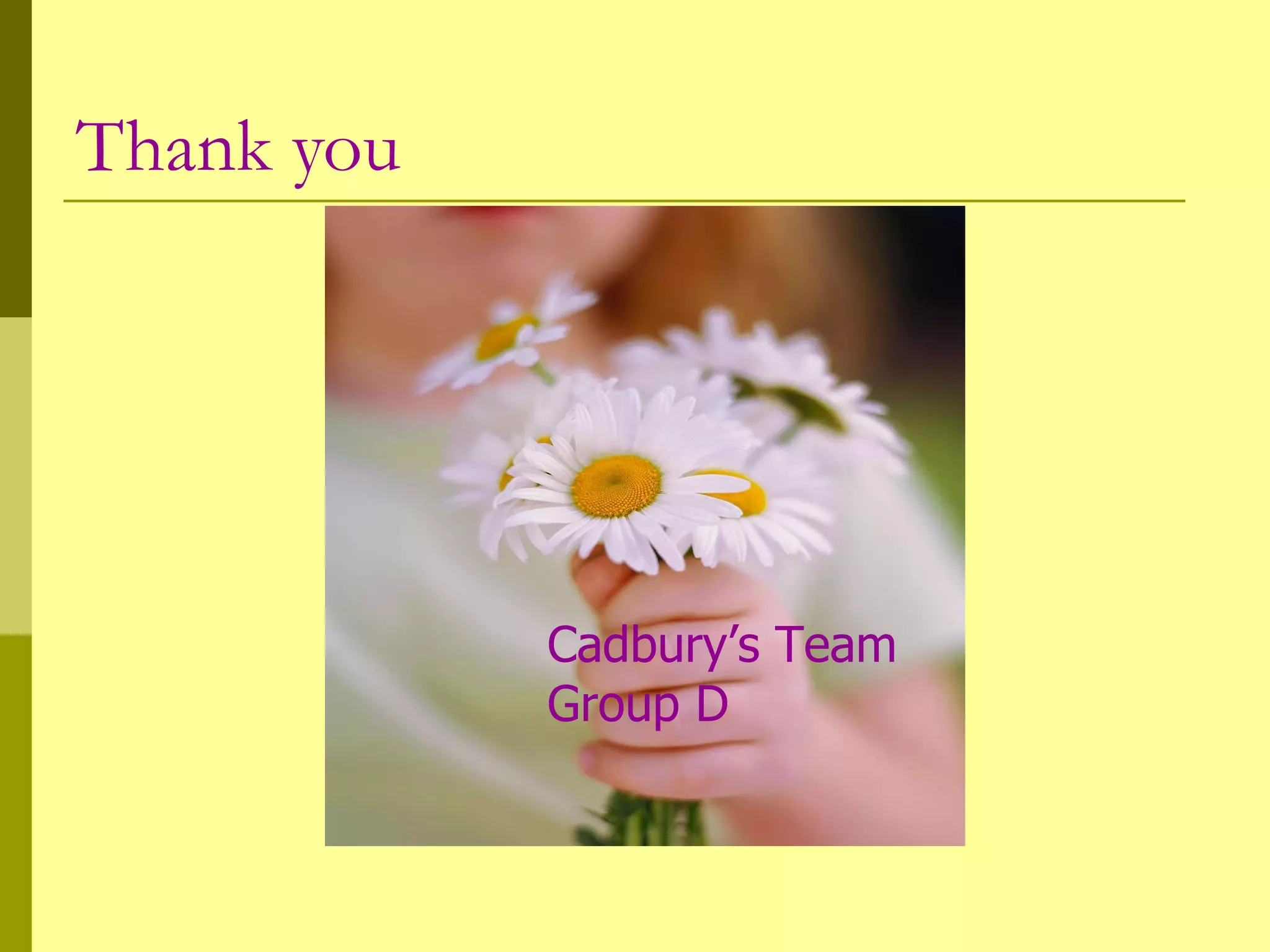 Thank you Cadbury’s Team Group D 