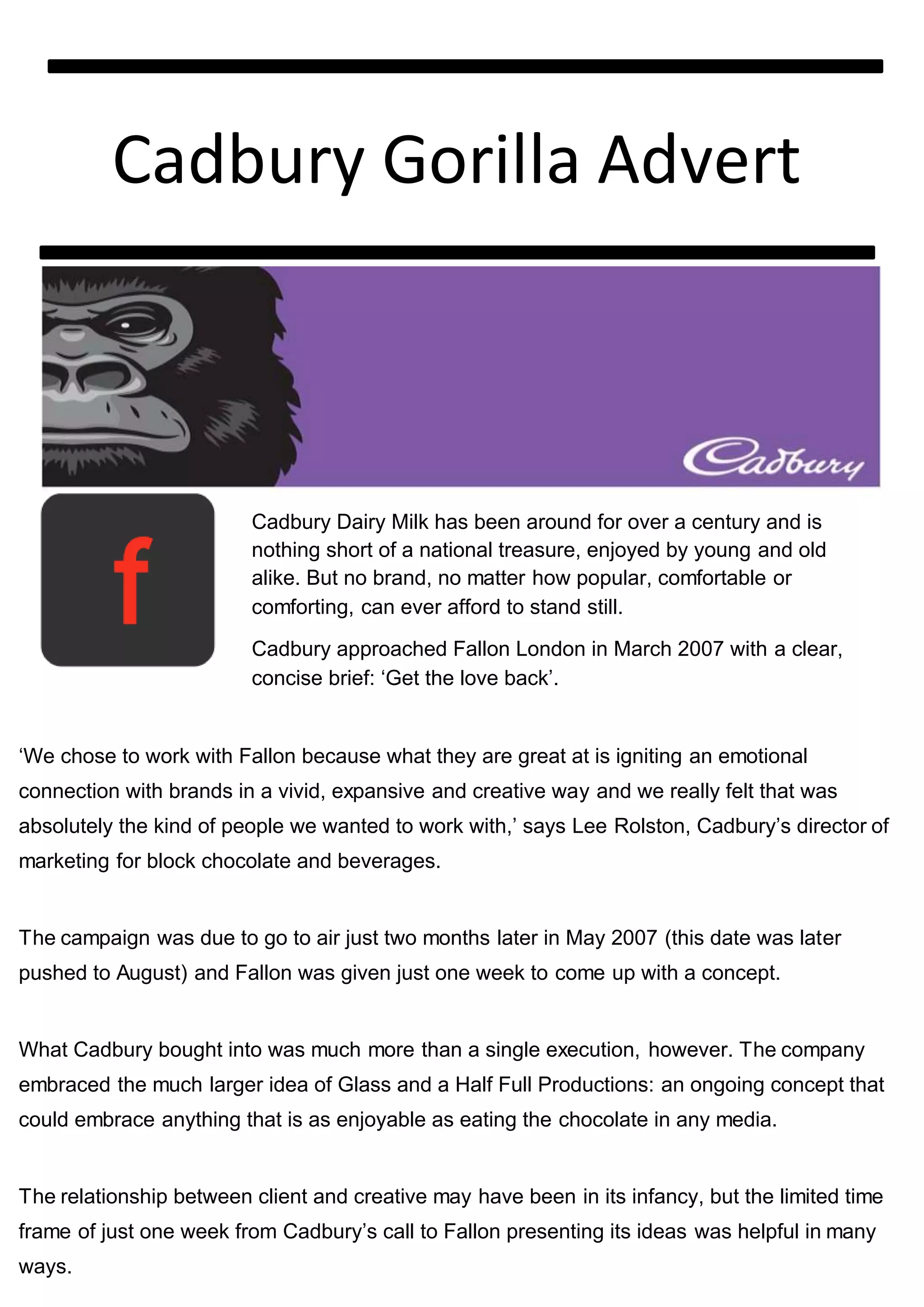Cadbury gorilla advert PDF