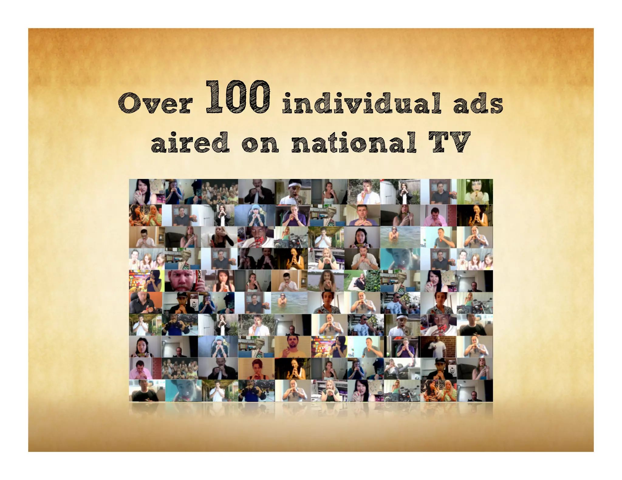Over 100 individual ads
 aired on national TV
 
