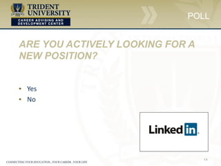 14
▪ Yes
▪ No
ARE YOU ACTIVELY LOOKING FOR A
NEW POSITION?
POLL
 