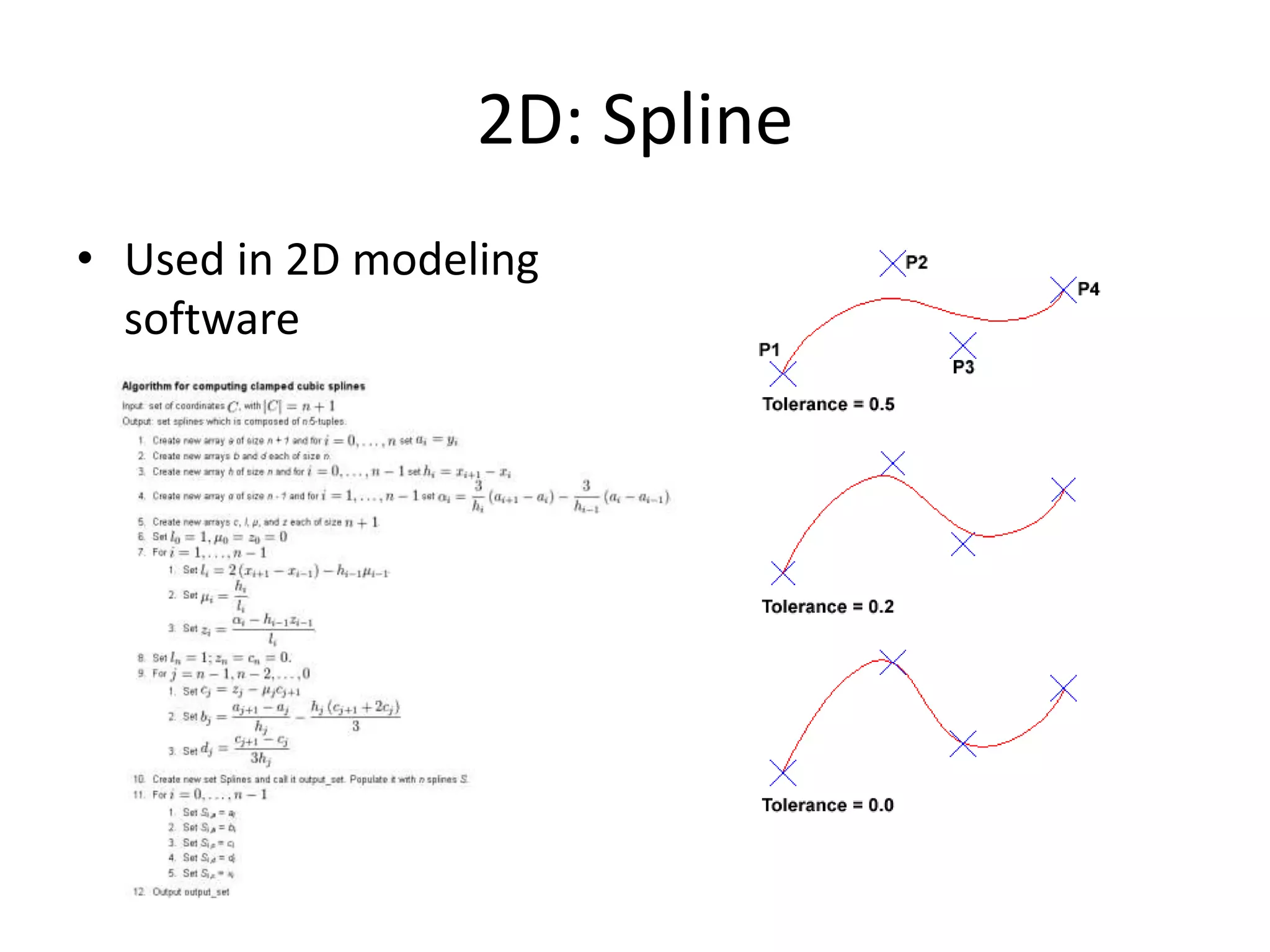2D: Spline
• Used in 2D modeling
software
 